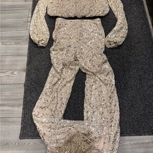 HM limited edition sequin crop top and  pants xs/0